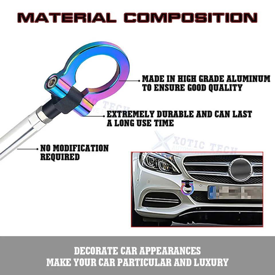 Kit de gancho de remolque de aluminio estilo carreras de 7 colores para Mercedes Benz C E CLA ML GLK GLA Foto 4 de 4