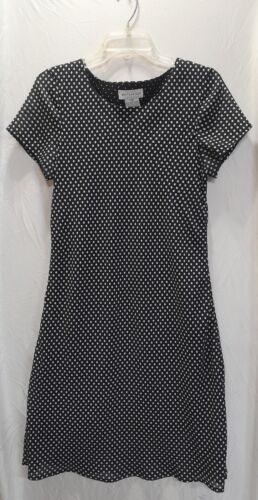 White Stag Womens Size 12 Black & White Polka Dot Dress Short Sleeve Midi, Lined