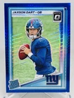 2025 Panini Donruss Optic Jaxson Dart #273 Blue Hyper Prizm Rated Rookie Giants