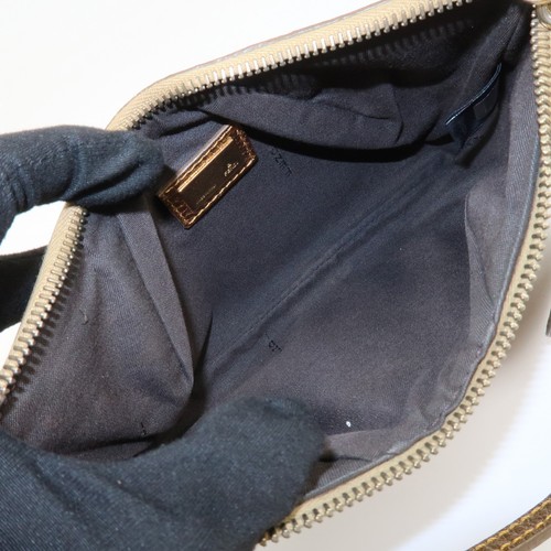 FENDI Leather Accessory Pouch Hand Bag Shoulder Bag Gold 8BR566 Auth Used F/S - Picture 22 of 24