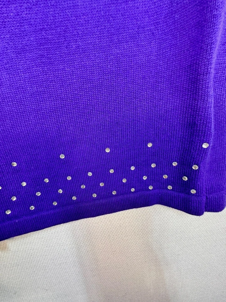 Quacker Factory Womens Embellished Mature Cardigan Sweater Size XL/XXL Purple - Image 4 of 4