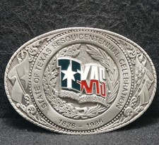 XD19144 NOS VINTAGE 1985  STATE OF TEXAS SESQUICENTENNIAL  MENS BELT BUCKLE