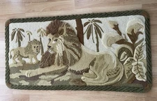 Lions Safari Pride Hooked Rug Multi Level Pure Wool 31”x 62” Mountain Rug Mills