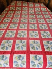 Antique Grandmother s Dresden Plate Handmade Quilt 80x95