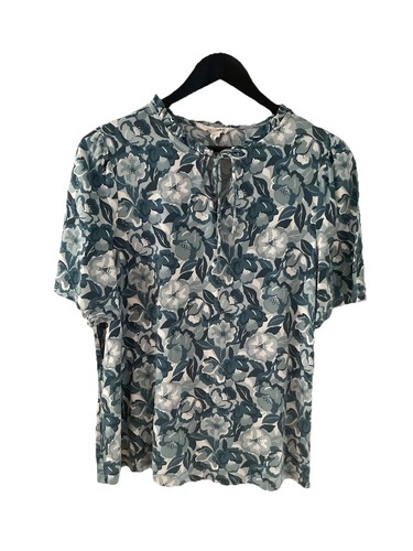 Seasalt Cornwall Blue/Green Floral Anchor Hold Top, UK Size 12, Used Condition