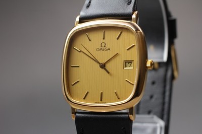 OMEGA De Ville ゴールド Exc+5] Vintage OMEGA De Ville Cal.1430 Quartz 30mm Gold Dial Date