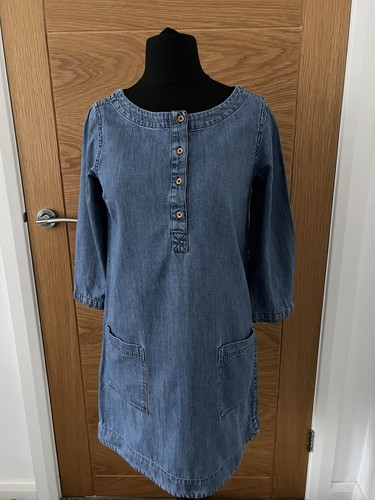 Fat Face Denim Hängerchen/Tunika Kleid mit Taschen Größe 10