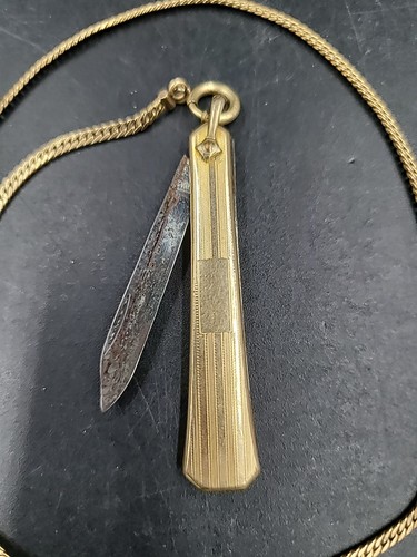 VTG 14" GOLD SOVEREIGN POCKET WATCH CHAIN HAYWARD PKT KNIFE FOB 14K GOLD FILLED - Picture 2 of 3