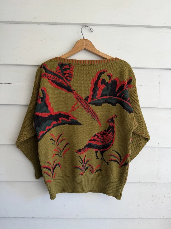 20 世纪 80 年代 Mondi 西德羊毛丙烯酸船领野鸡毛衣 - M — 第 2/4 张图片