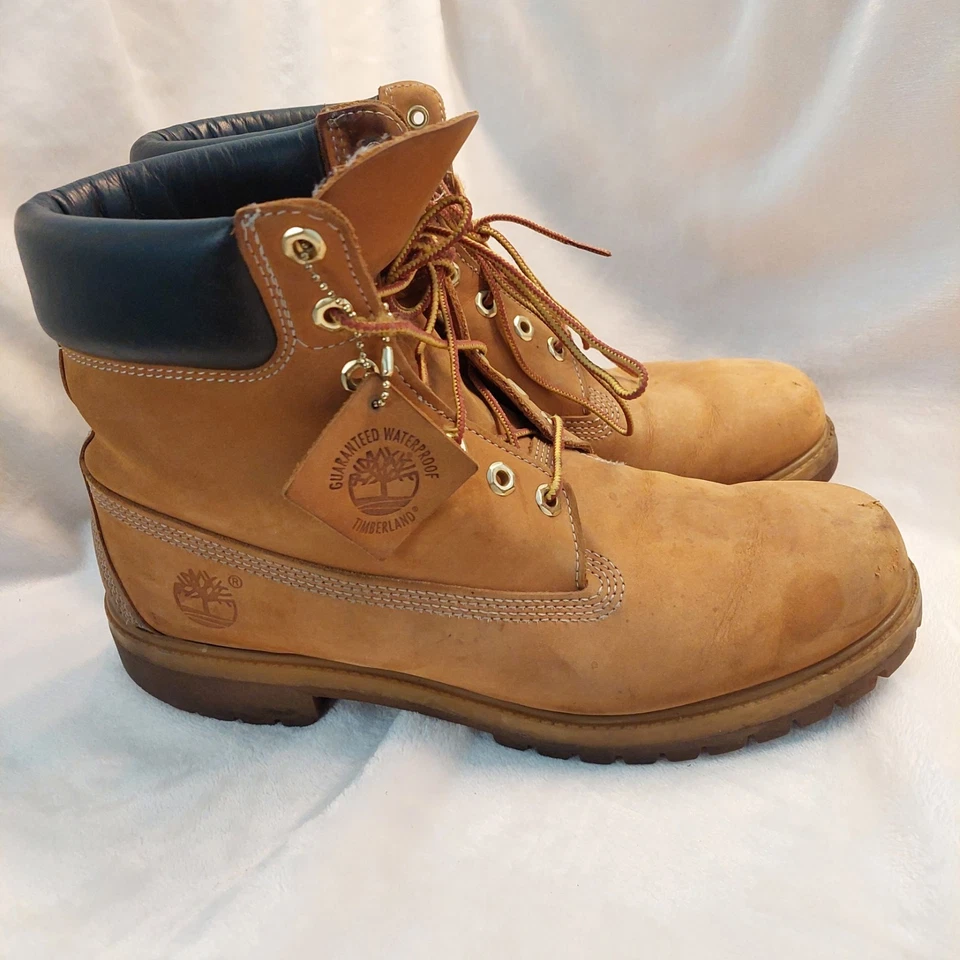Timberland 6 Pulgadas Cuello Acolchado Premium Impermeable Botas de Trabajo Hombres 11 Tostado Trigo Foto 3 de 4