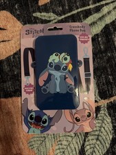Disney Stitch Crossbody Phone Bag Fits All Phones Adjustable Straps Blue New
