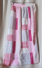 Vtg 70s Small Chessa Davis Patchwork Prairie Skirt Pink Cottagecore Waist 27  