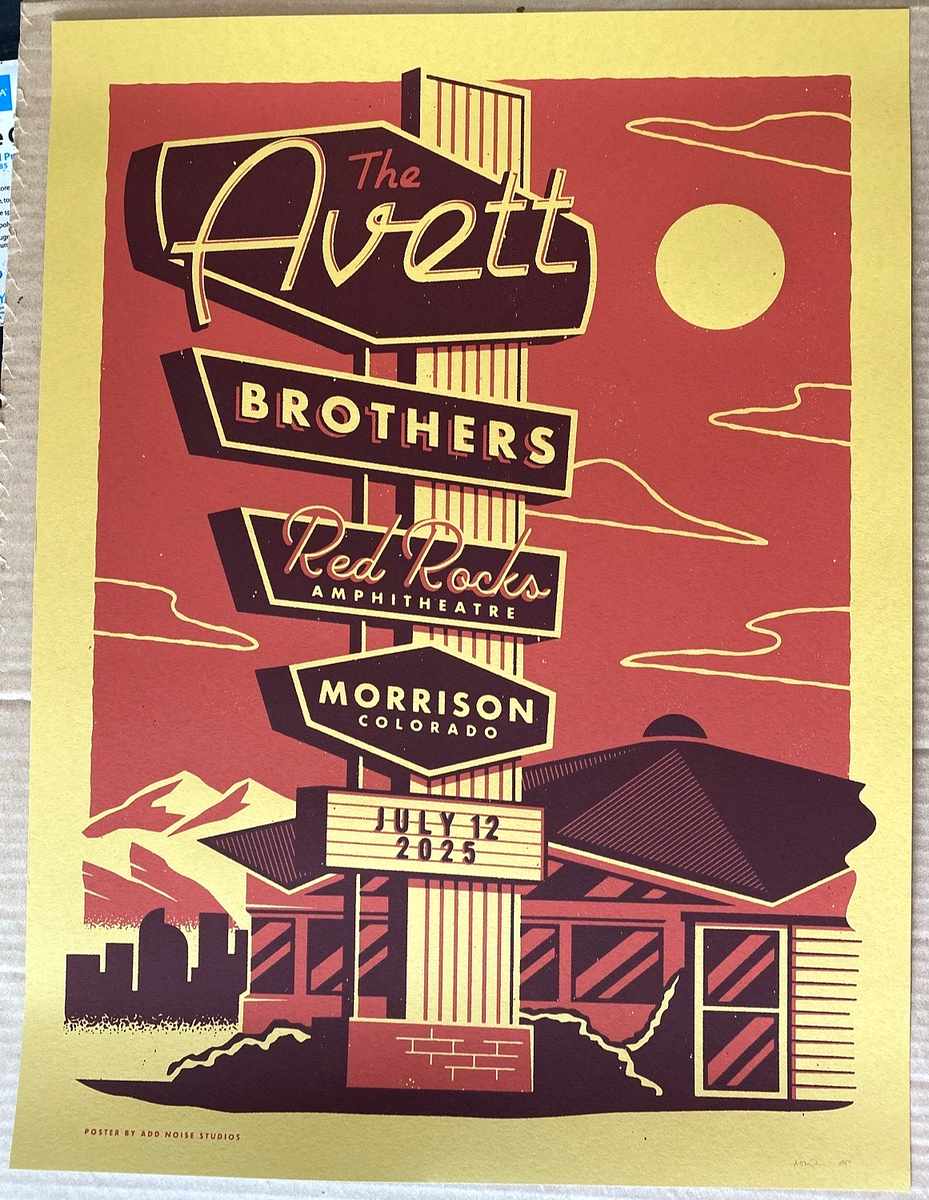 THE AVETT BROTHERS AP VIP POSTER RED ROCKS July 12th 2025 N2