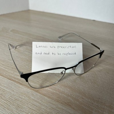 Prada VPR59U 1BO-1O1 Eyeglasses Silver Black Metal Frames READ 53-17-145 Italy