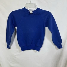 Vintage Wrangler Sweats Kids Small 6-8 Blank Crewneck Sweatshirt USA Made Blue S