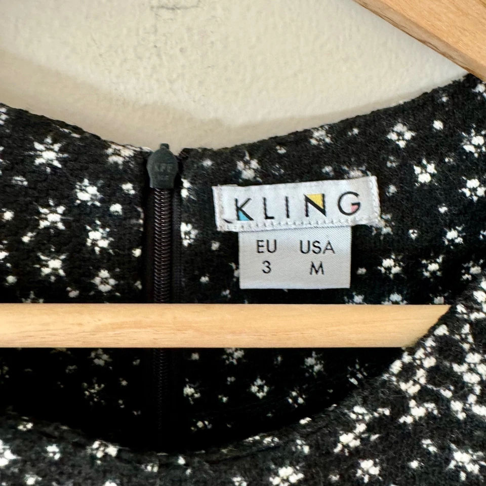 Modcloth Kling Horse Dress Black and White Equestrian Midi Long Sleeve Medium - Image 3 of 4