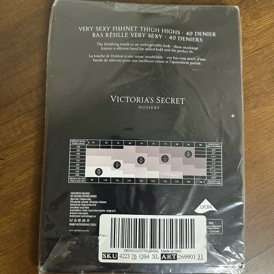 Victorias Secret VERY SEXY Fishnet Thigh Highs XL NWT Black Going Out Club - Image 3 of 4