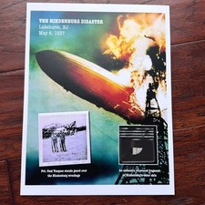 HINDENBURG * Authentic Burned ZEPPELIN Disaster Relic w/ Proof Fabric Swatch