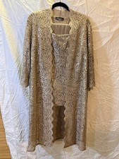 Gold Sequin Beads Mother Of Bride/Groom Pant Suit 3 Pc Fairytale Glam Sz 16