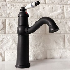 Black Oil Rubbed Brass Bathroom Kitchen Sink Faucet Single Handle Mixer Tap
