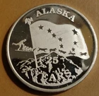 Alaska 25th Anniversary Johnson Matthey Coin Round 1 Troy Oz .999 Fine Silver JM