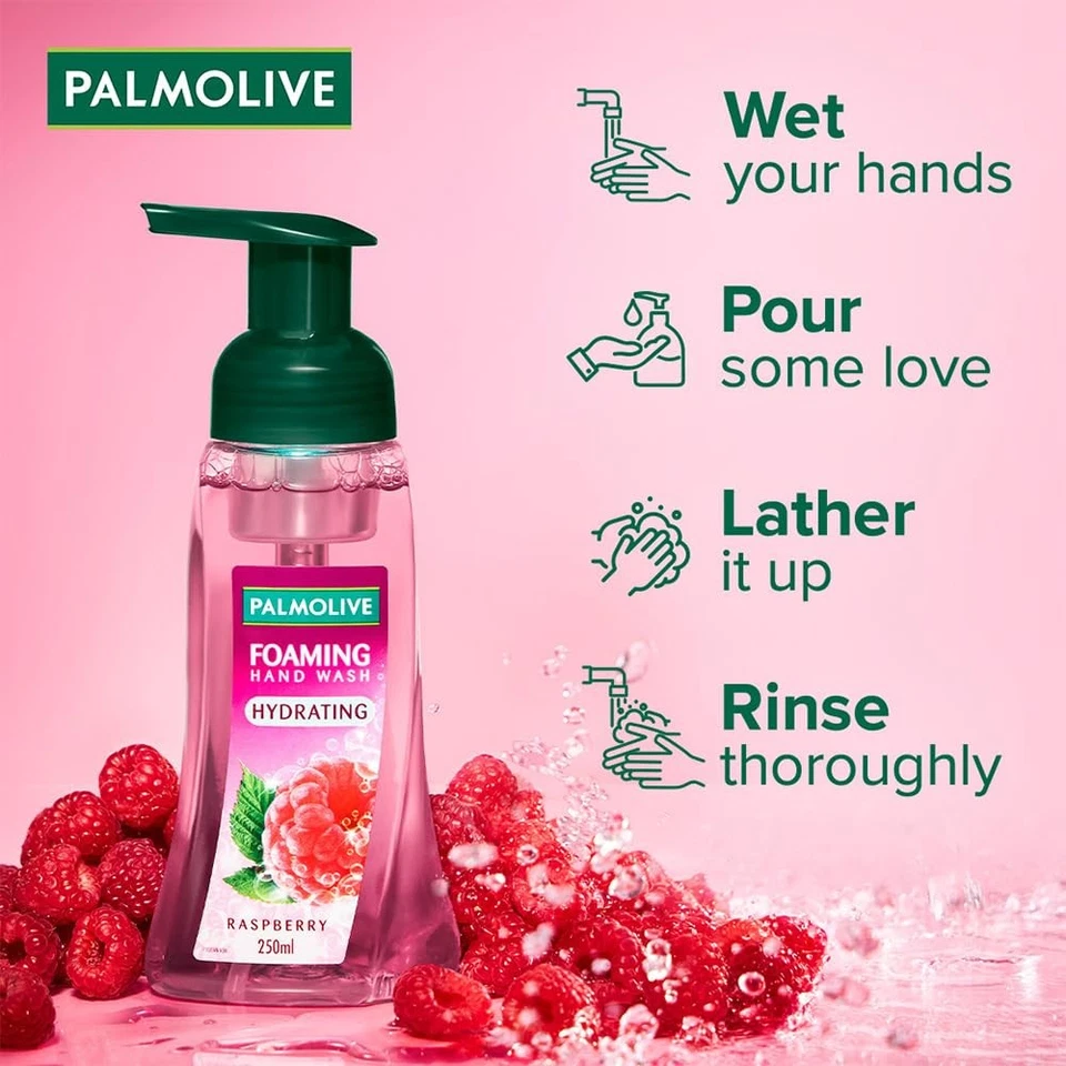 Palmolive Hydrating Foaming Raspberry Liquid Hand Wash, 250ml Dispenser Bottle - Image 3 of 3