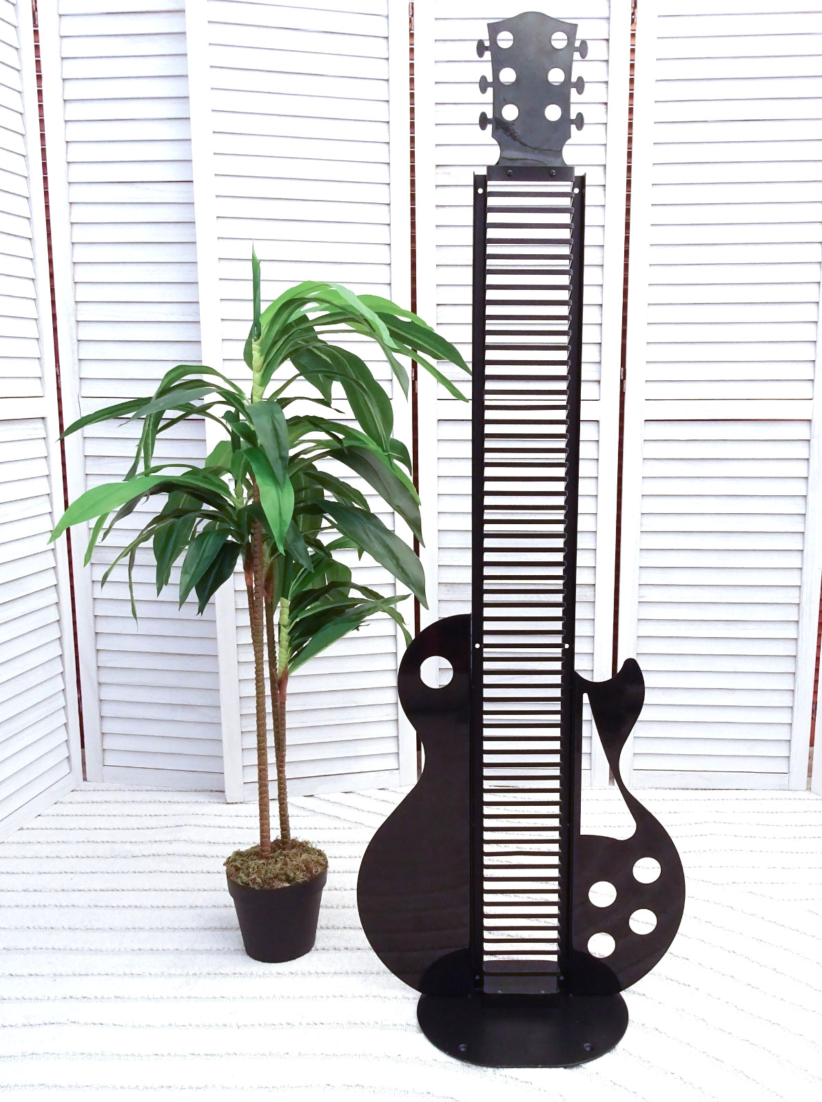 Vintage Atlantic Les Paul Guitar Shaped Music CD Holder Tower Rack 50” Rare
