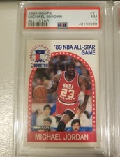 1989 NBA HOOPS MICHAEL JORDAN ALL - STAR WEEKEND #21 PSA GRADED 7