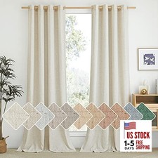 Linen Curtains 84 inch Long 2 Panels Set, 55"W x 84"L Pack of 2 Natural