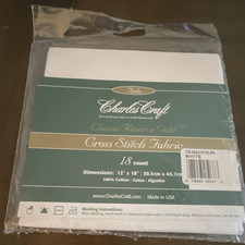 Charles Craft Aida Cloth 18 Count White Cotton Sheet for Cross Stitch Blank