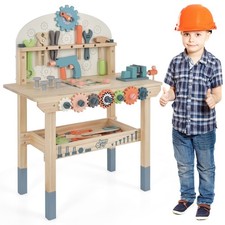 Kids Wooden Tool Bench Play Tool Workbench w/ Rich Accessories for Boys  Girls