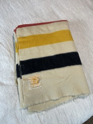 希少 1940-50’s HUDSON’S BAY Point Blanket 1950s Hudson's Bay Four Point Stripe Pattern Wool Blanket