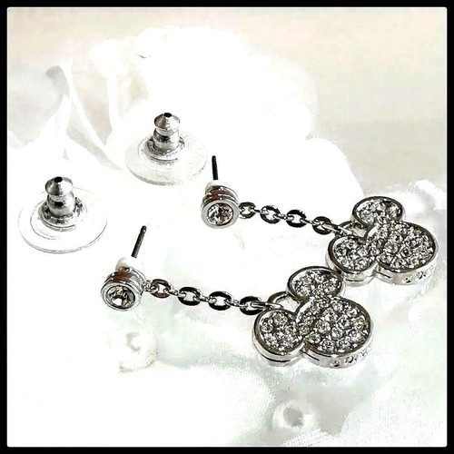 Swarovski Mickey Mouse Sparkling Swaying Earrings Black/Crystal - Picture 2 of 7