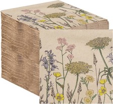 100 Bulk Pack Soft Recycled Paper Napkins Floral Disposable Party Serviettes fo