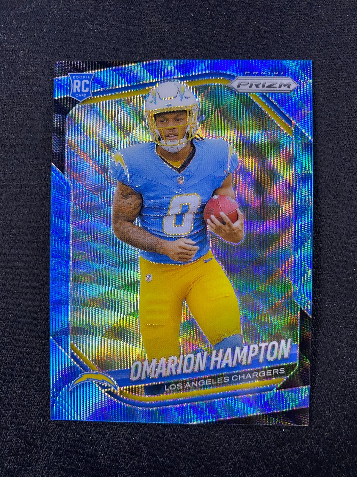 2025 Panini Prizm Blue Wave Parallel #355 /230 Omarion Hampton RC D935