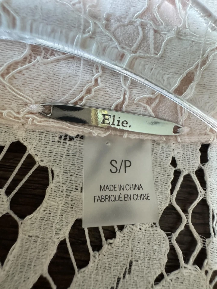 Guipur кружева блузка верхний женщин маленький розовый кружева кнопка спереди длинным рукавом Elie - Изображение 3 из 4