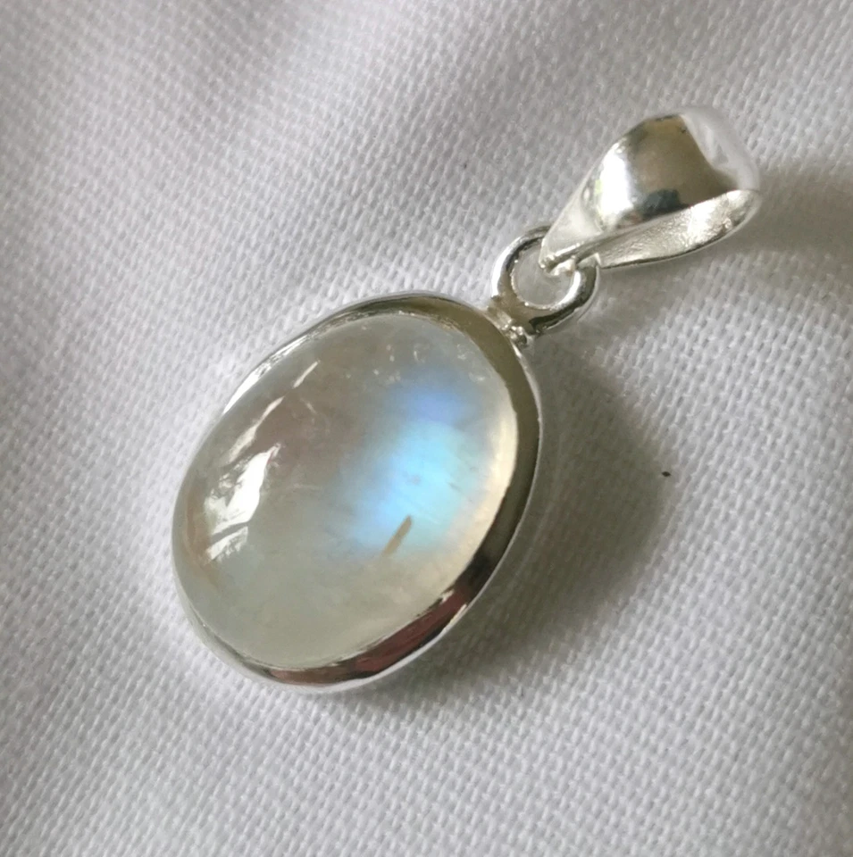 Anhänger mit Regenbogen Mondstein, 925er Silber - Labradorit - Weiß - Bild 3 von 4