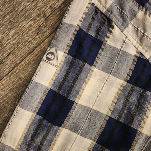 Vintage Y2K Mecca Shirt Mens Large Button Short Sleeve Blue Plaid Street Hip Hop - Picture 6 of 10