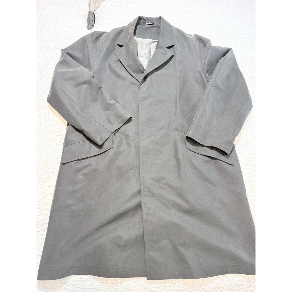 SANYO Hombres Gris Abrigo Trench Vestido Abrigo Minimalista Hecho en Tailandia 40 R Foto 2 de 4
