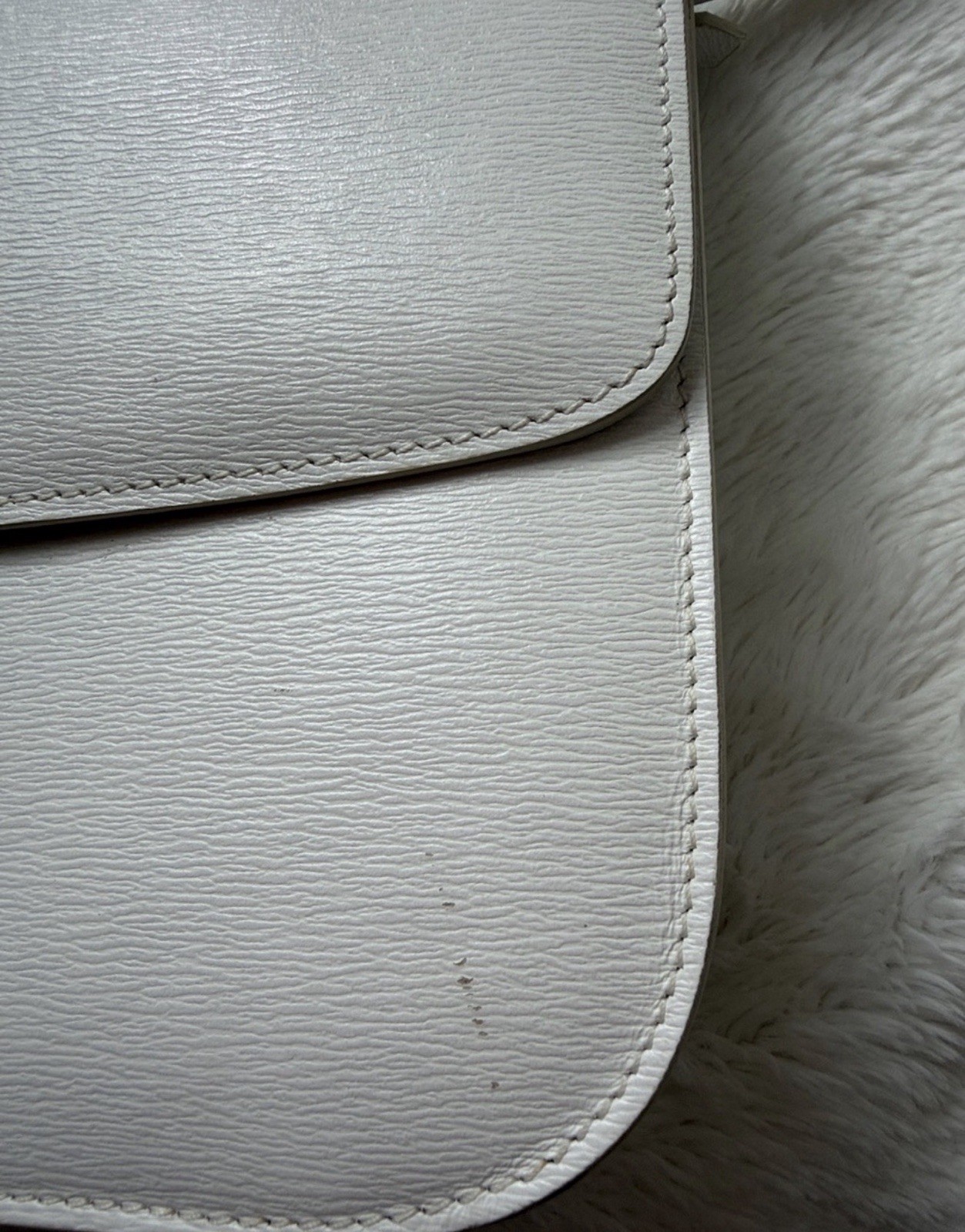 CELINE White Classic Shoulder Bag Silver Buckle Solid Medium w/ Auth Cert — image 12