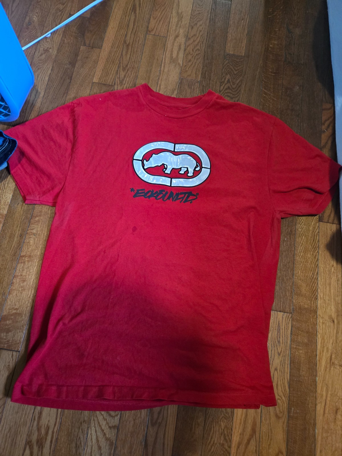 Vintage Y2K Streetwear Ecko Unltd Puff Print Rhino Logo Red Classic T-Shirt (XL)