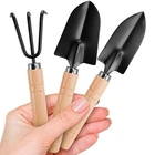 Hand Shovel for Gardening Trowel Garden Tool - 3Pcs Black, Light Brown 