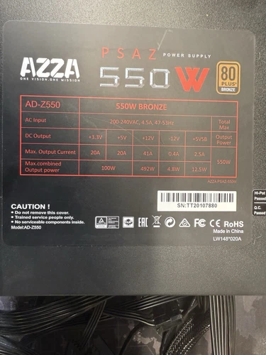 ATX Netzteil AZZA PSAZ 550Watt 80Plus Bronze 12cm Lüfter Black