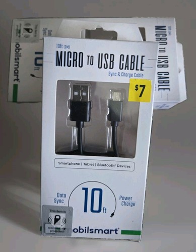 2 MOBILSMART 10 FT Micro To USB Cable Sync & Charge Smartphone/ Tablet/Bluetooth - Picture 4 of 4