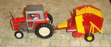 BRITAINS LTD - MASSEY FERGUSON 595 TRACTOR & VERMEER ROUND BALER  - 1:32 -UNBOXD