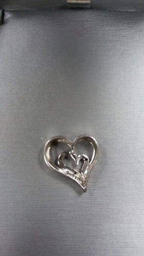 Colgante Doble Corazón Plata de Ley con Diamantes Negros y Transparentes Marcados 925 - Imagen 3 de 3