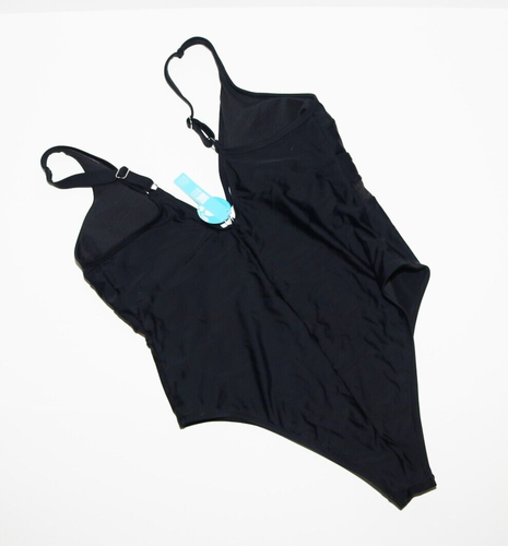 NWT Cupshe Omniscient Solid Mesh Panel Tummy Control Black Swimsuit size 2X - Picture 3 of 5