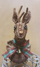 Vintage Reindeer Wicker Basket 10x10 Christma...