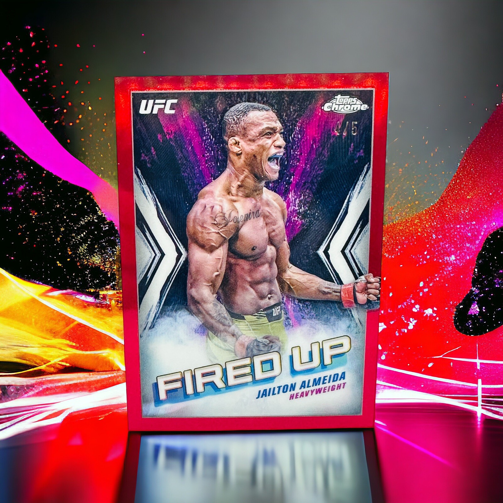 2024 Topps Chrome UFC FIRED UP Jailton Almeida RED REFRACTOR  /5 SSP Heavyweight