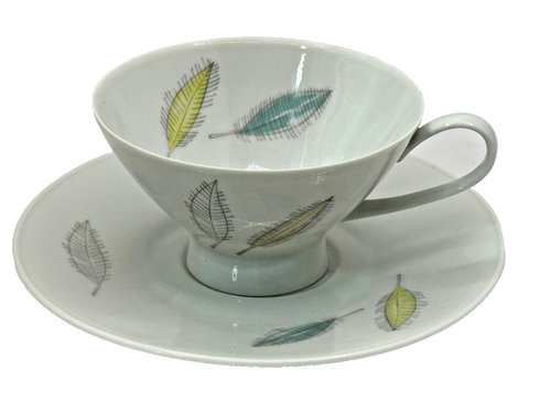 Bunte Blatter by Rosenthal Germany Set of 6 Cups and Saucers Leaves Feather - Picture 3 of 9